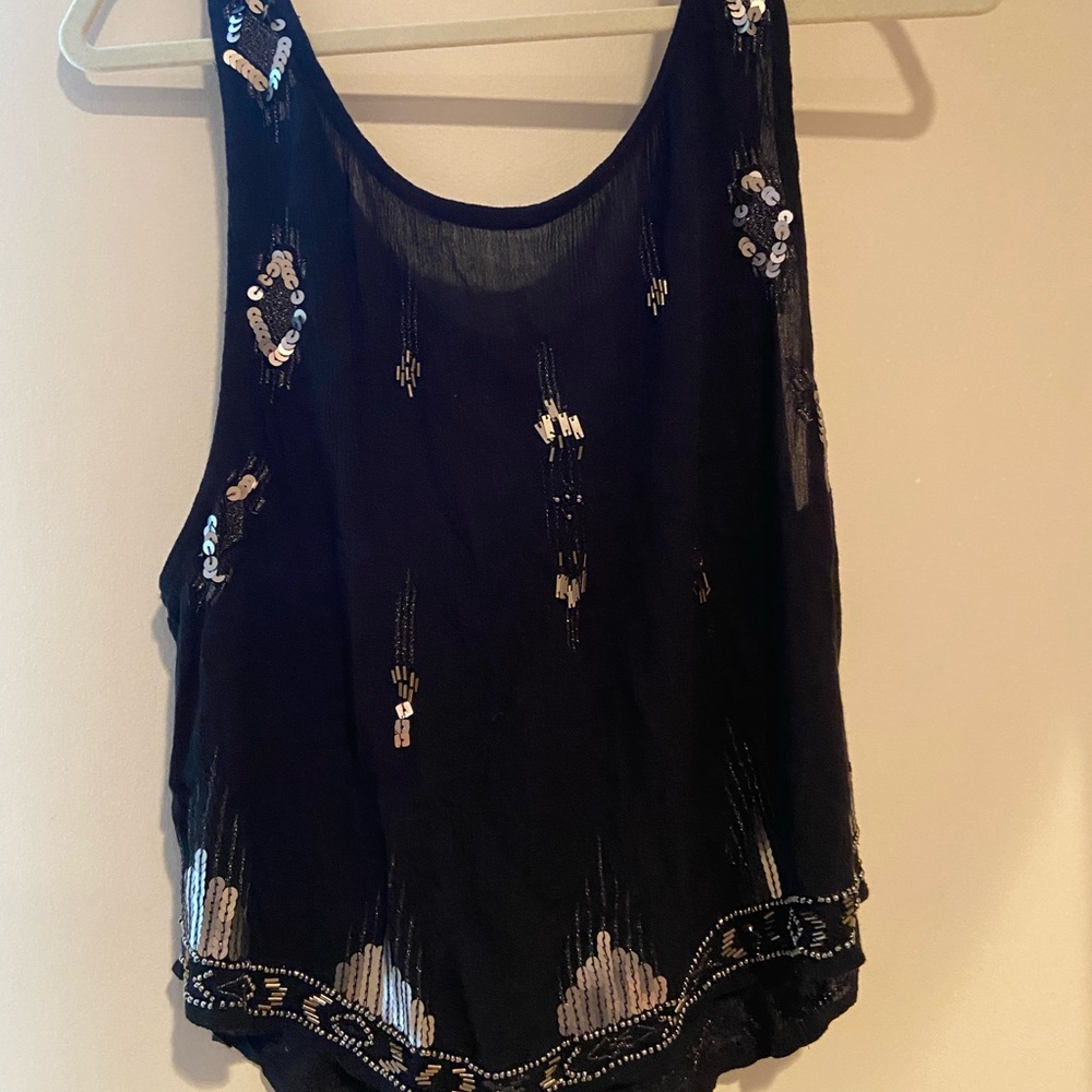 Black beaded free people tank